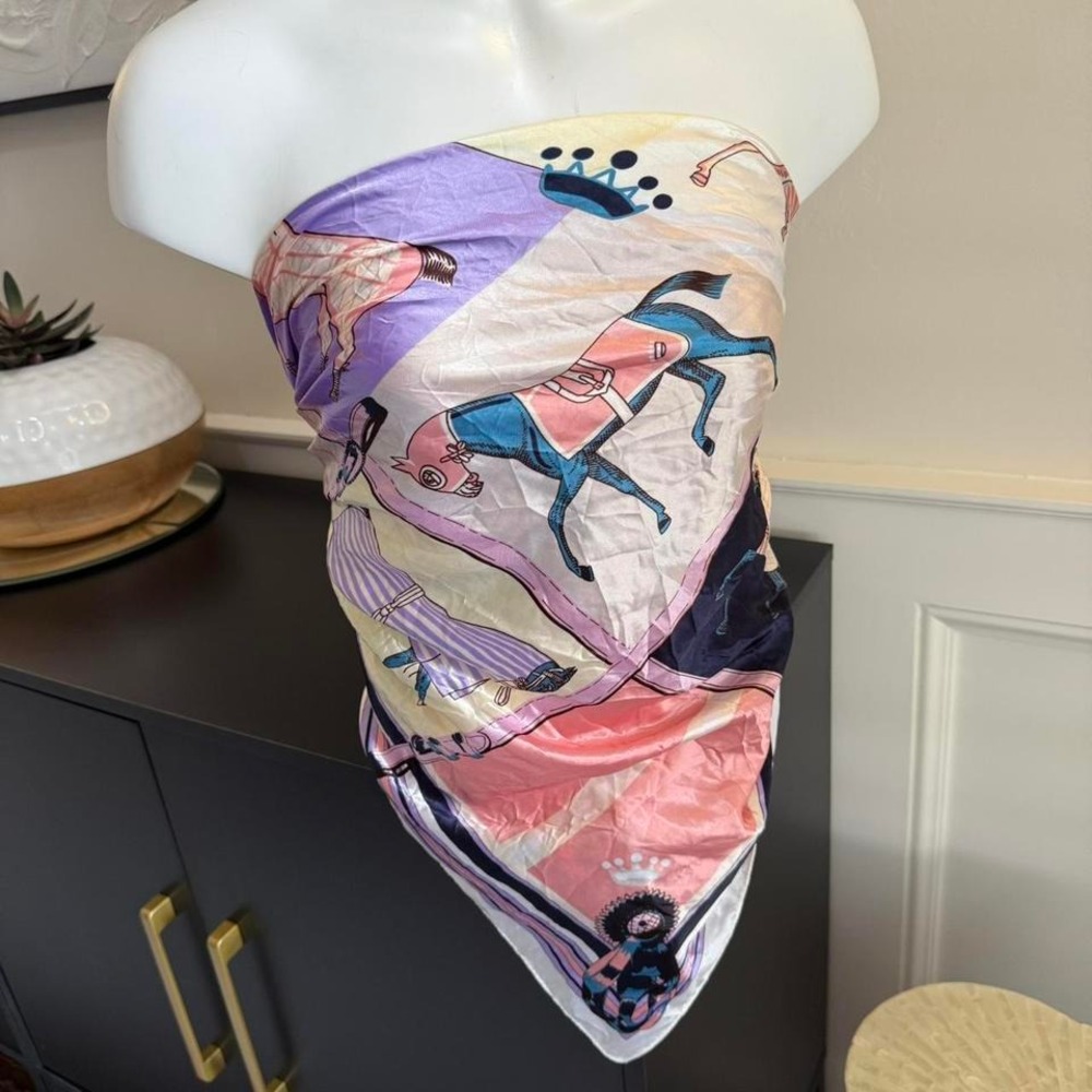 Horse theme, silky, Multi-colored scarf